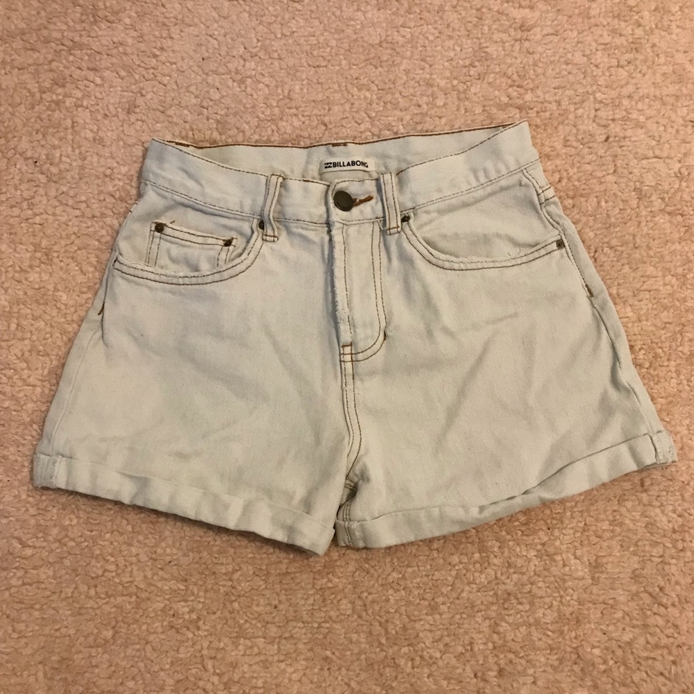 White Billabong Gold-Trim Jean Shorts